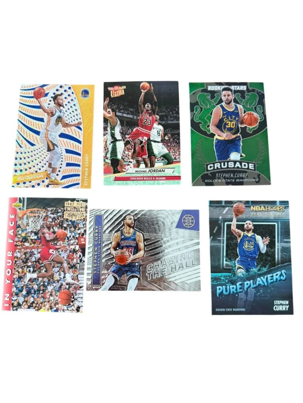 Michael Jordan & Stephen Curry Basketball Card Lot (6 Cards) – Panini, Upper Dec
